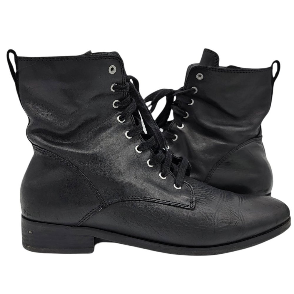 Lucky Brand “Hestawn" Black Leather Moto Lace Up Ankle Boots - Size 11